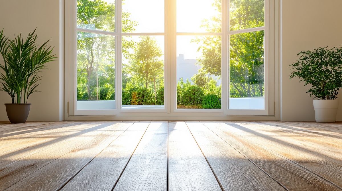 sunlit room featuring large energy-efficient windows